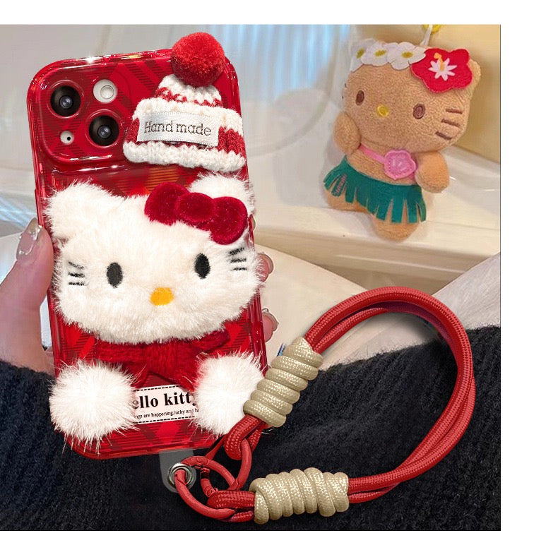 Plaid Hello Kitty Flip Mirror Phone Case