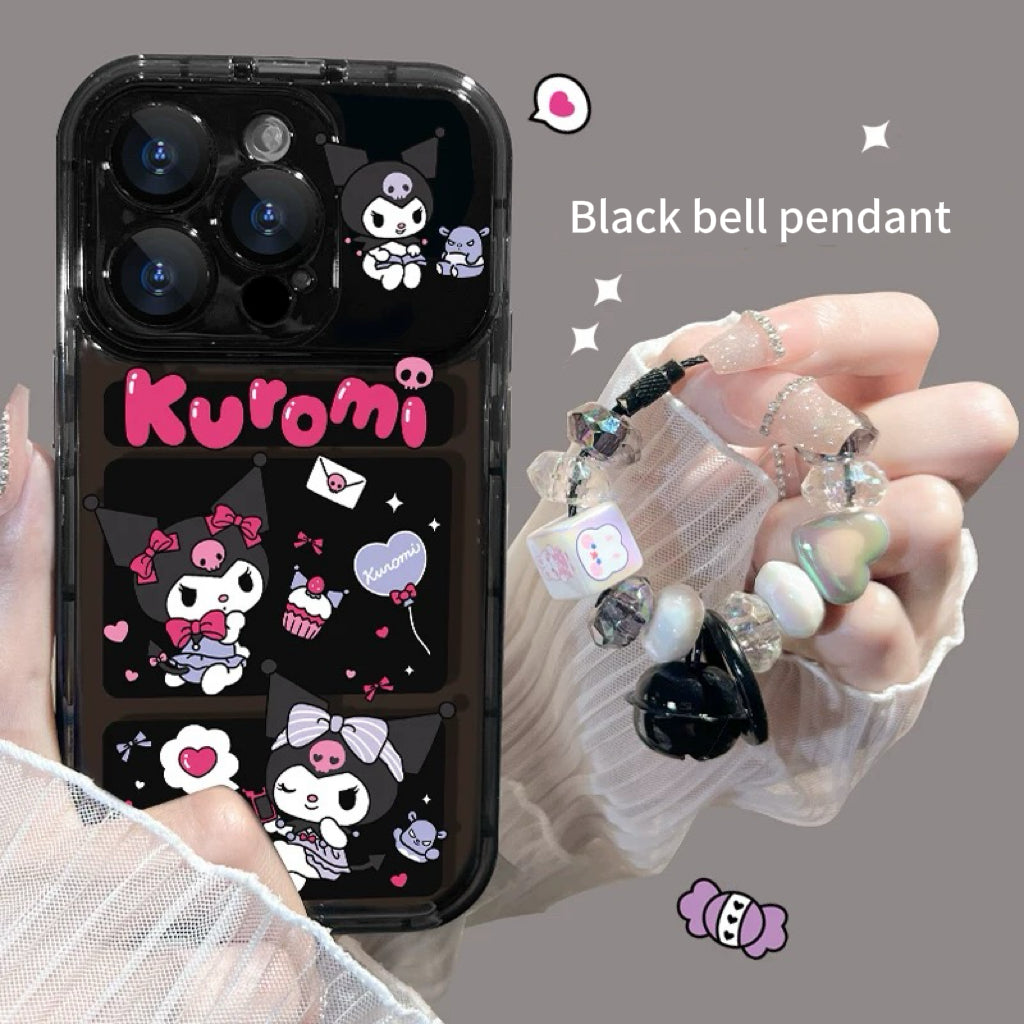 Kuromi flip phone case with mirror and stand