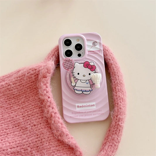 Pink Kitty badminton shuttlecock magnetic phone case
