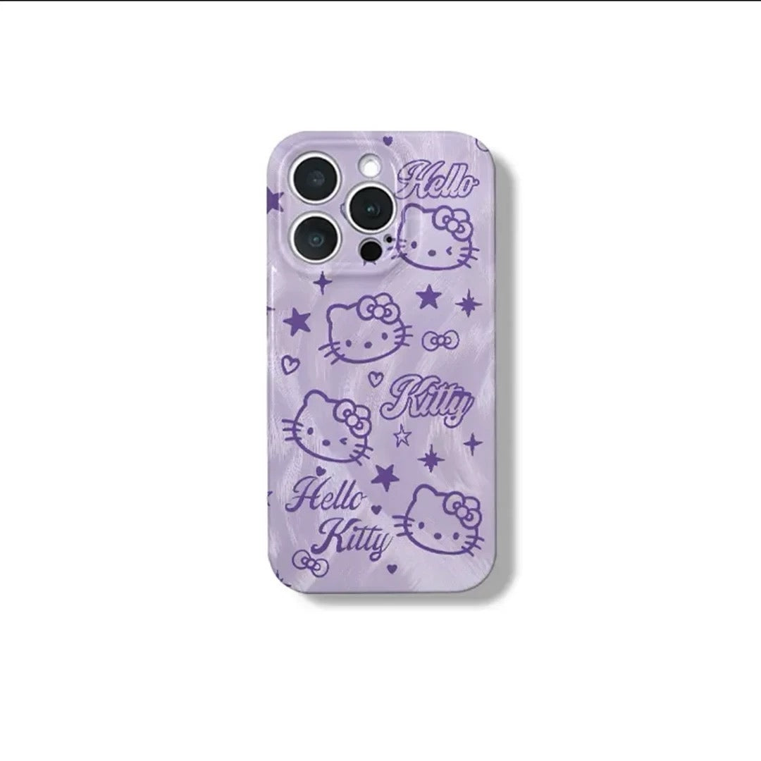Purple Kitty Cat Mirror Stand Phone Case