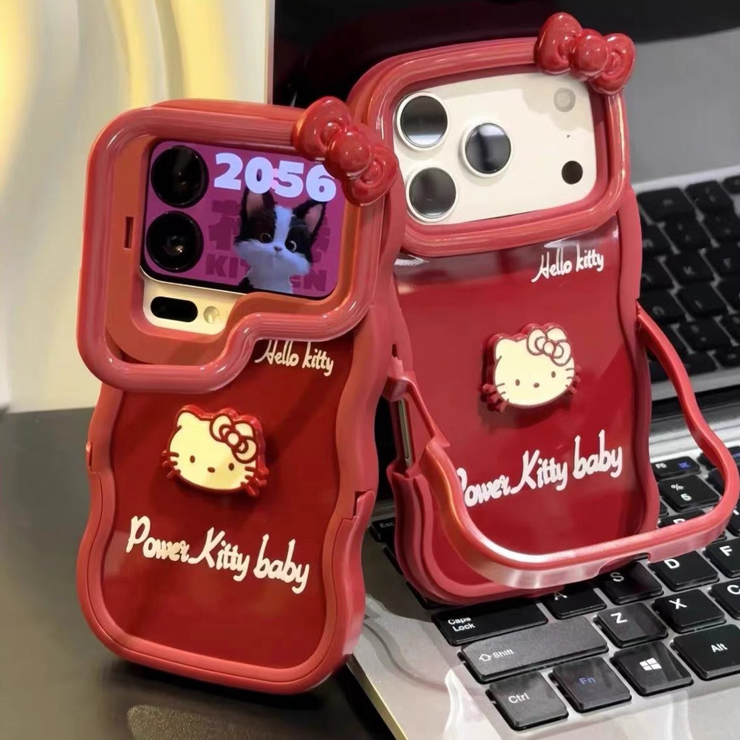 Hello Kitty plush toy double-stand phone case