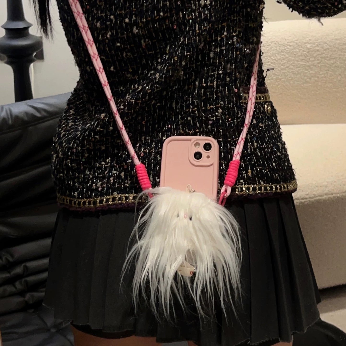 Halloween funny hairy monster crossbody phone case