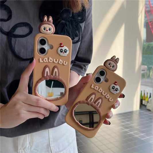 Halloween Labubu makeup mirror phone case