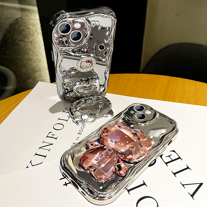 Rotating Kitty Portable Mirror and Stand Phone Case