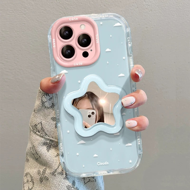 星形便携式镜子和带支架的手机壳