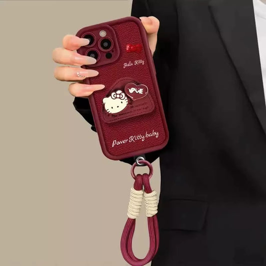 Burgundy bow stand phone case