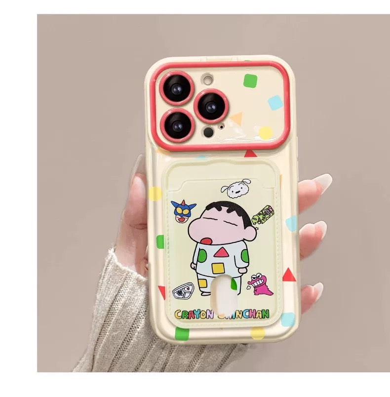 Crayon Shin-chan flip-cover card holder phone case