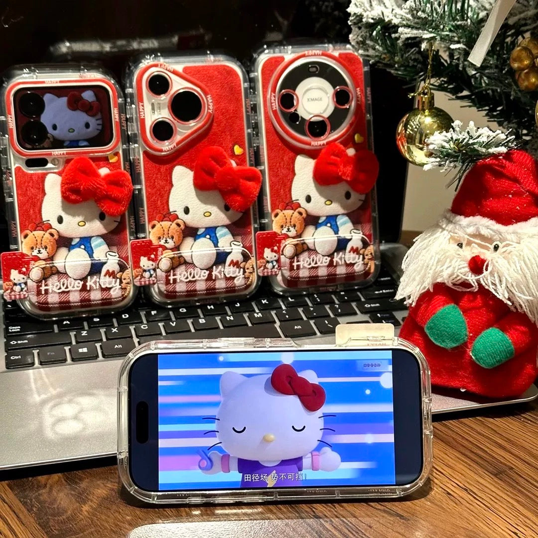 Bowknot Bear Hello Kitty Mirror Stand Phone Case