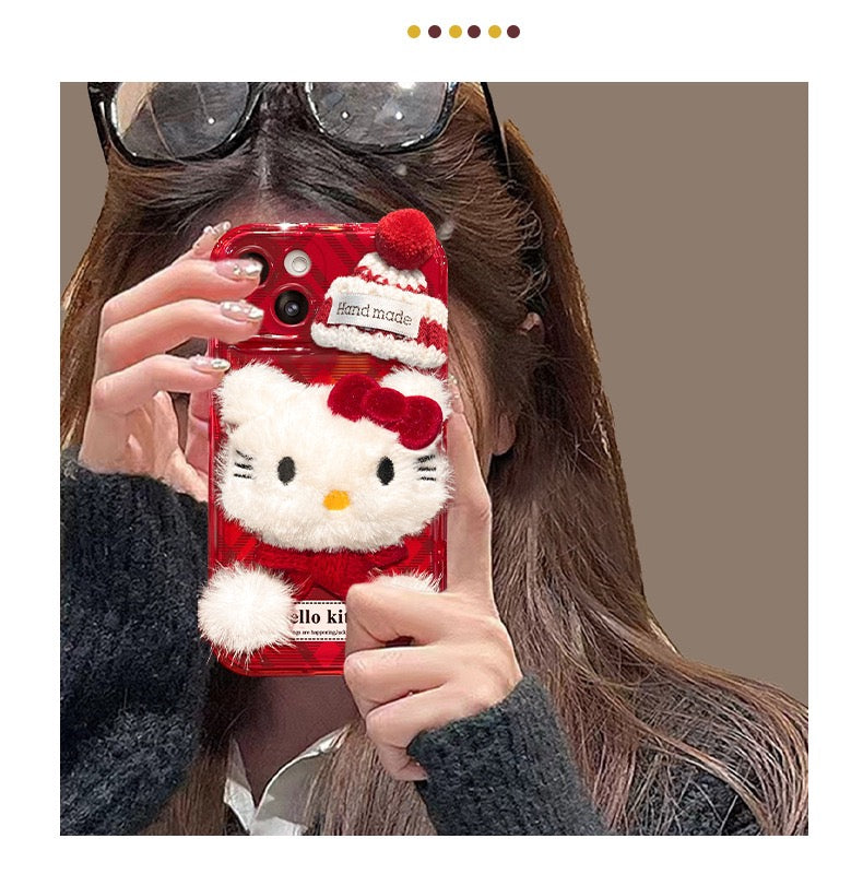 Plaid Hello Kitty Flip Mirror Phone Case