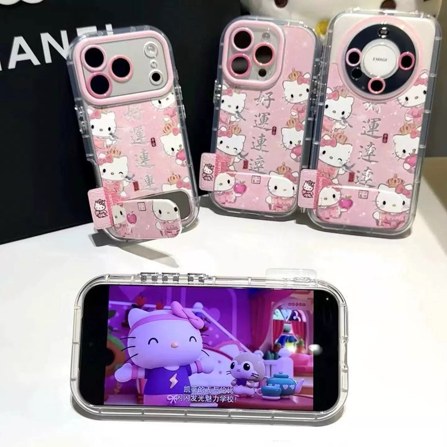 Good luck Kitty cat mirror stand phone case