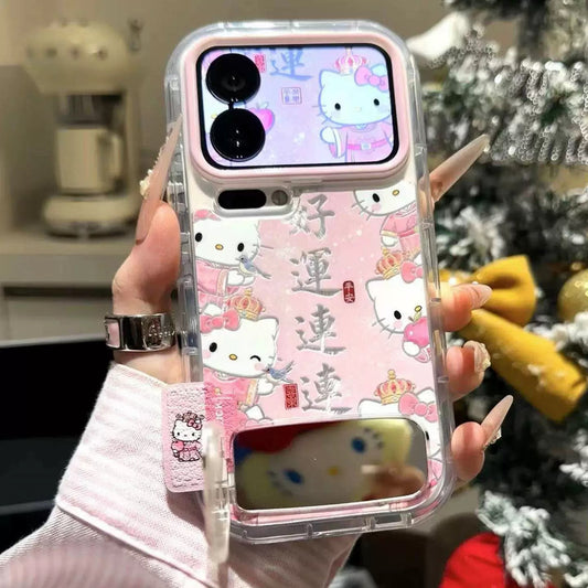 Good luck Kitty cat mirror stand phone case