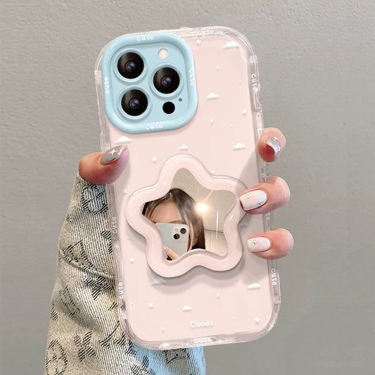 Miroir portable en forme d'étoile et étui de téléphone avec support