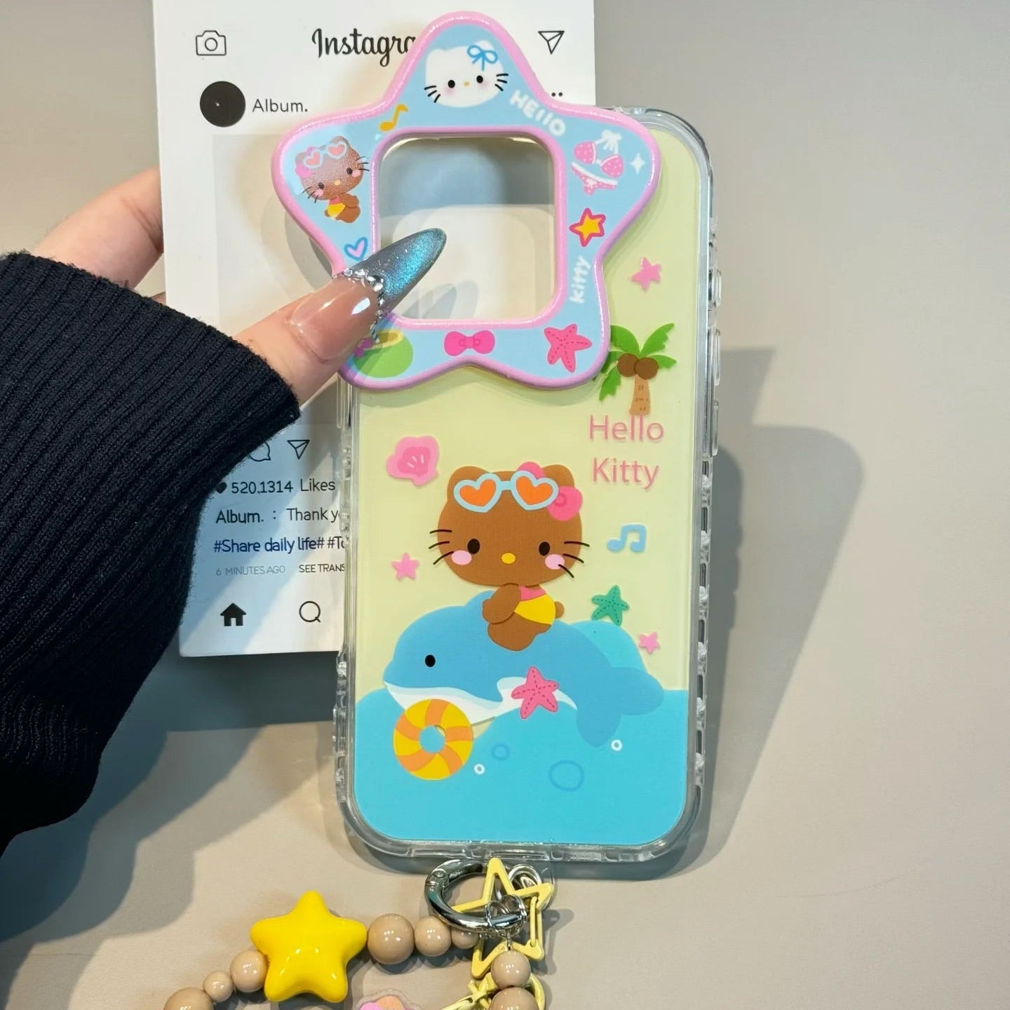 Cute Dolphin Kitty Cat Chain Phone Case