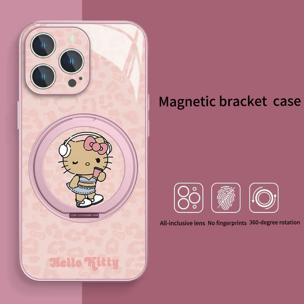 Kitty magnetic phone case with built-in stand