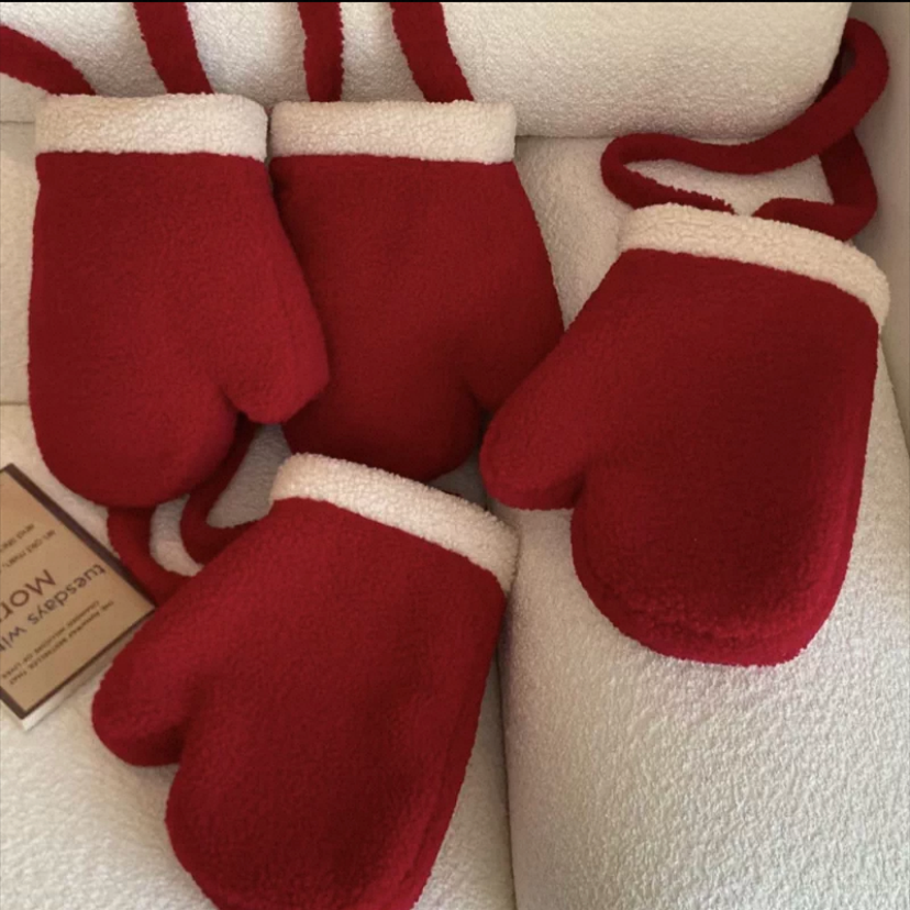 Red Plush Kitty Glove Crossbody Phone Bag