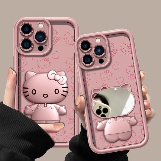 Pink Kitten with Rotating Mirror and Stand