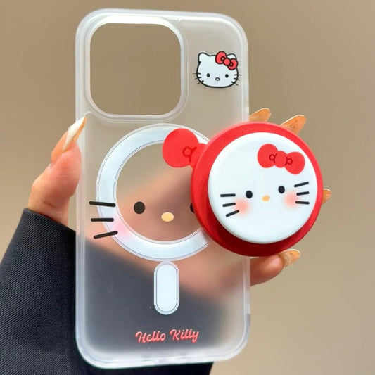 Frosted semi-transparent Kitty magnetic phone case