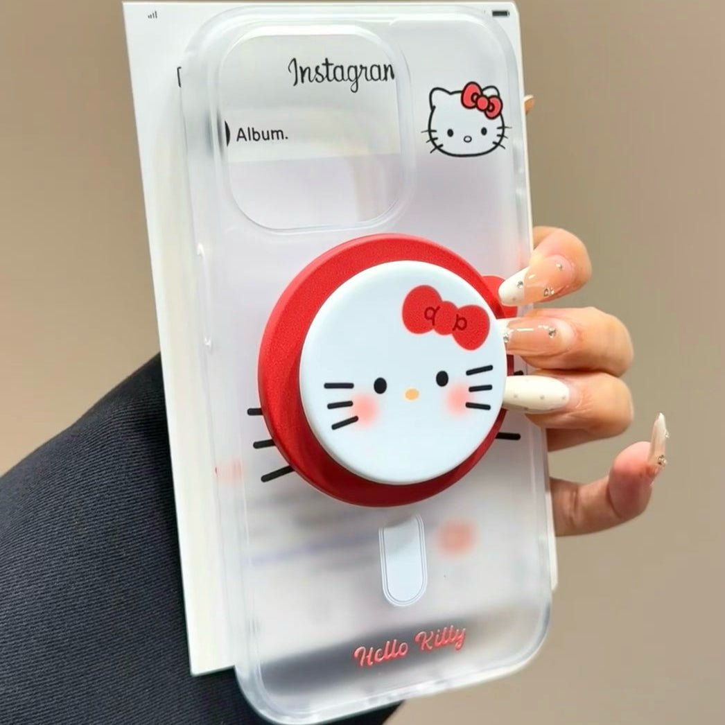 Custodia magnetica per telefono Kitty semitrasparente satinata
