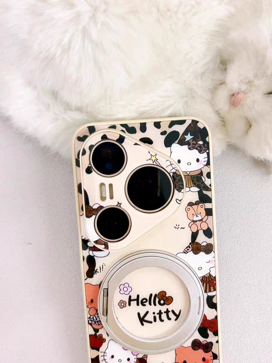 Leopard print magnetic Hello Kitty phone case