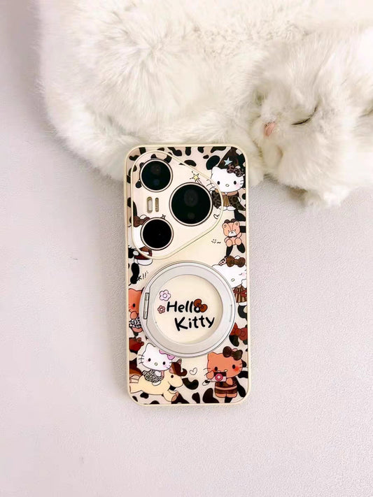 Leopard print magnetic Hello Kitty phone case