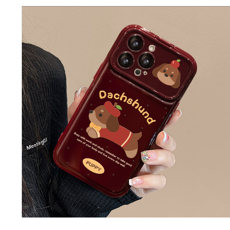 Dachshund Flip Phone Case with Mirror and Stand