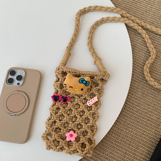 Hawaiian hand-woven Hello Kitty mobile phone bag