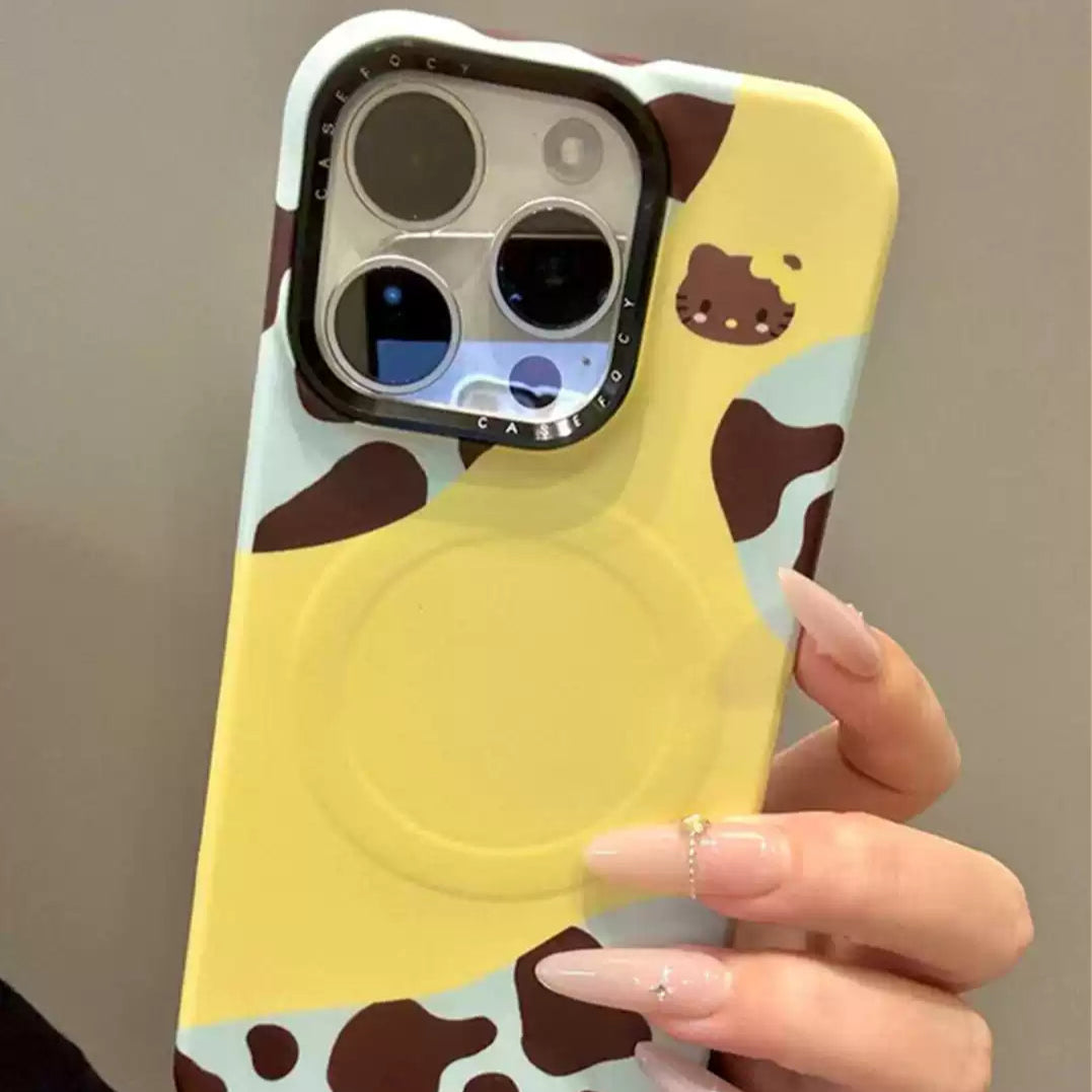 Hello Kitty Leopard Print Overalls Stand Phone Case