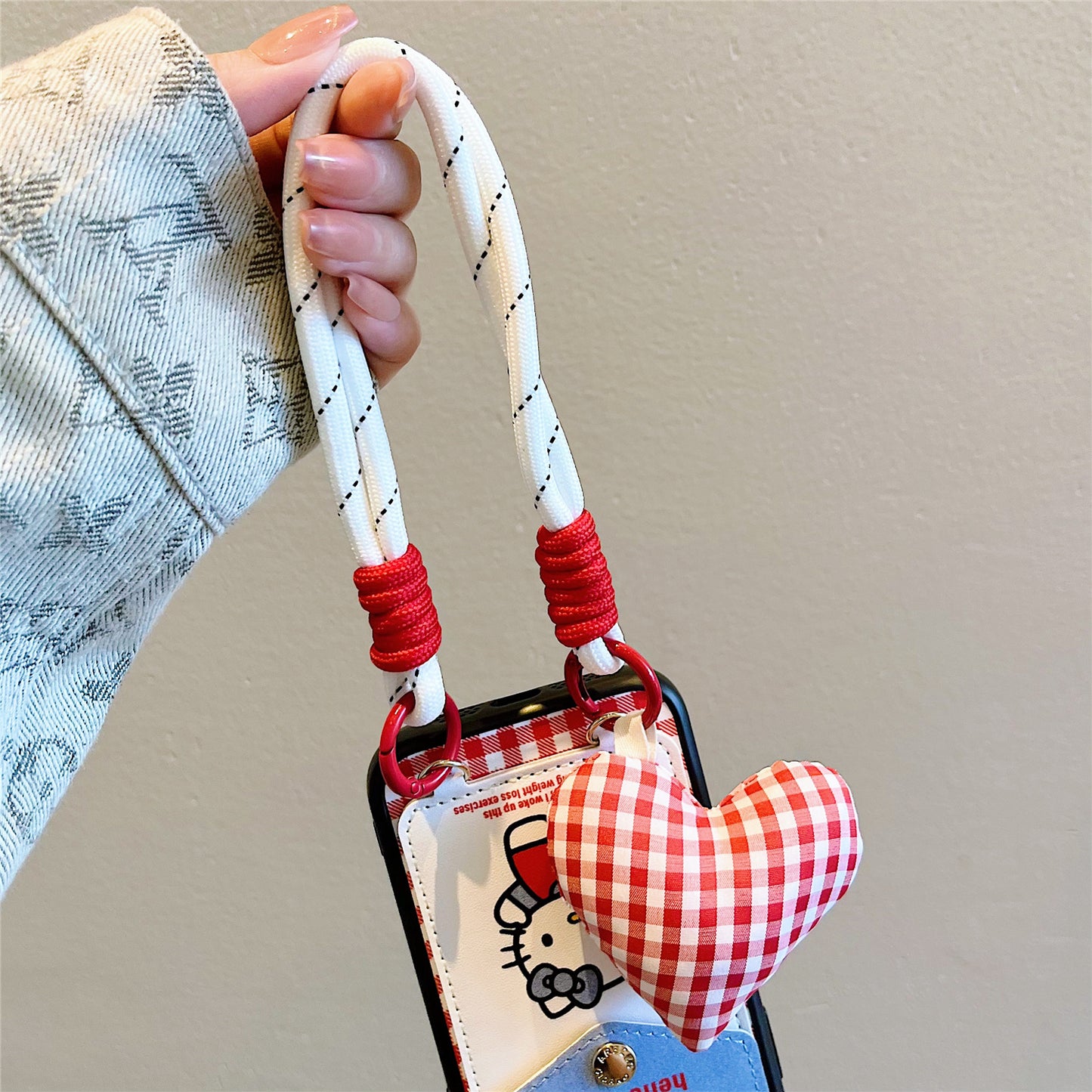 Plaid KT Cat Card Holder Phone Case