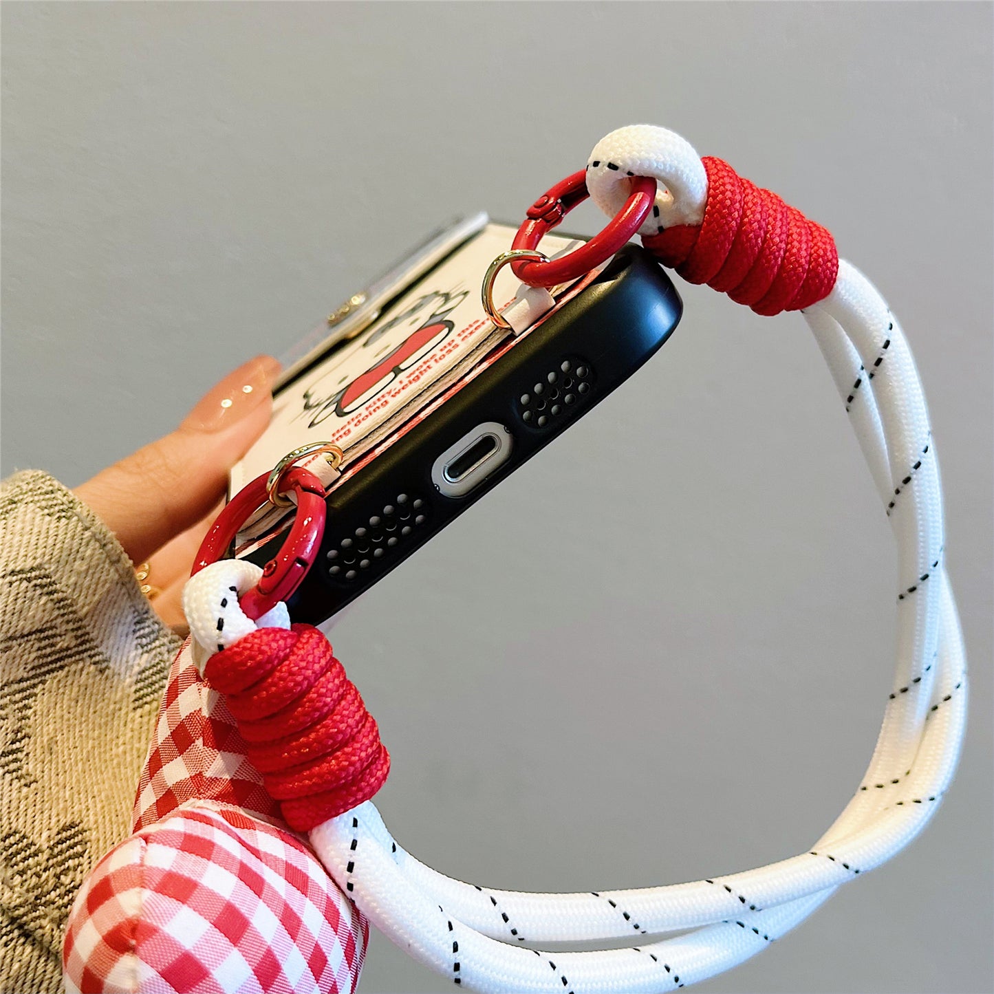 Plaid KT Cat Card Holder Phone Case