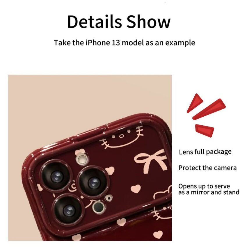 Full Screen Kitty Flip Mirror Stand Phone Case