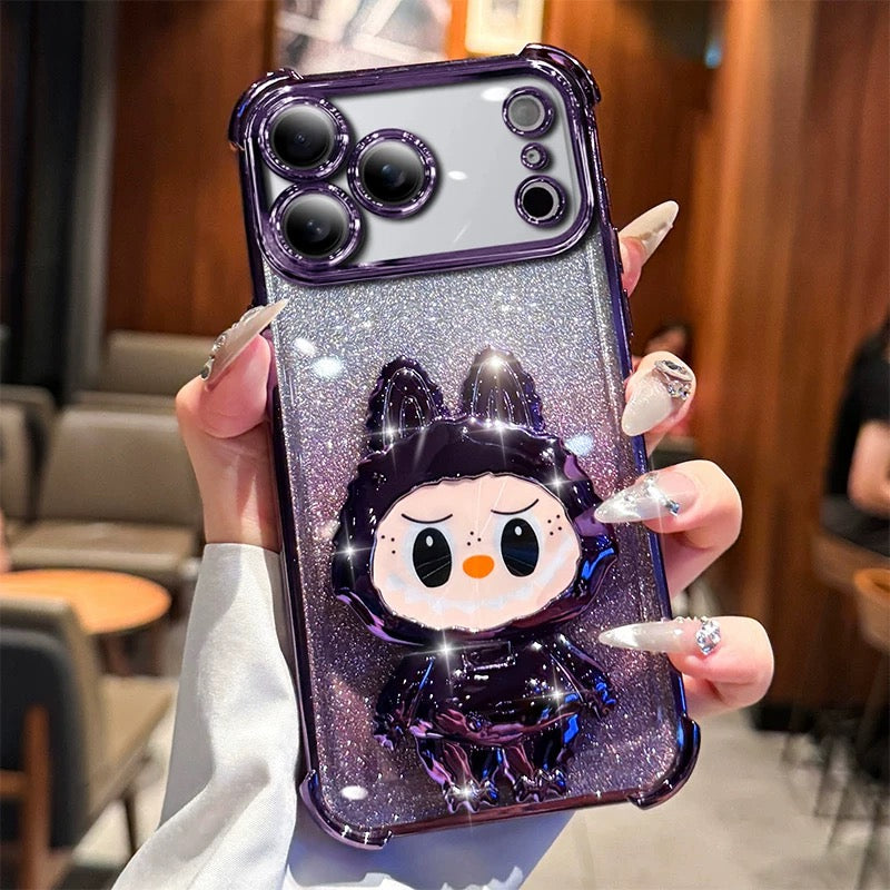 Labubu makeup mirror stand phone case