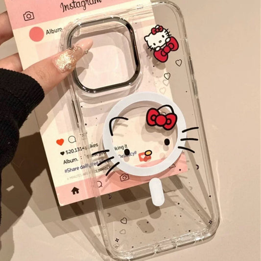 Étui de téléphone magnétique miroir Kitty