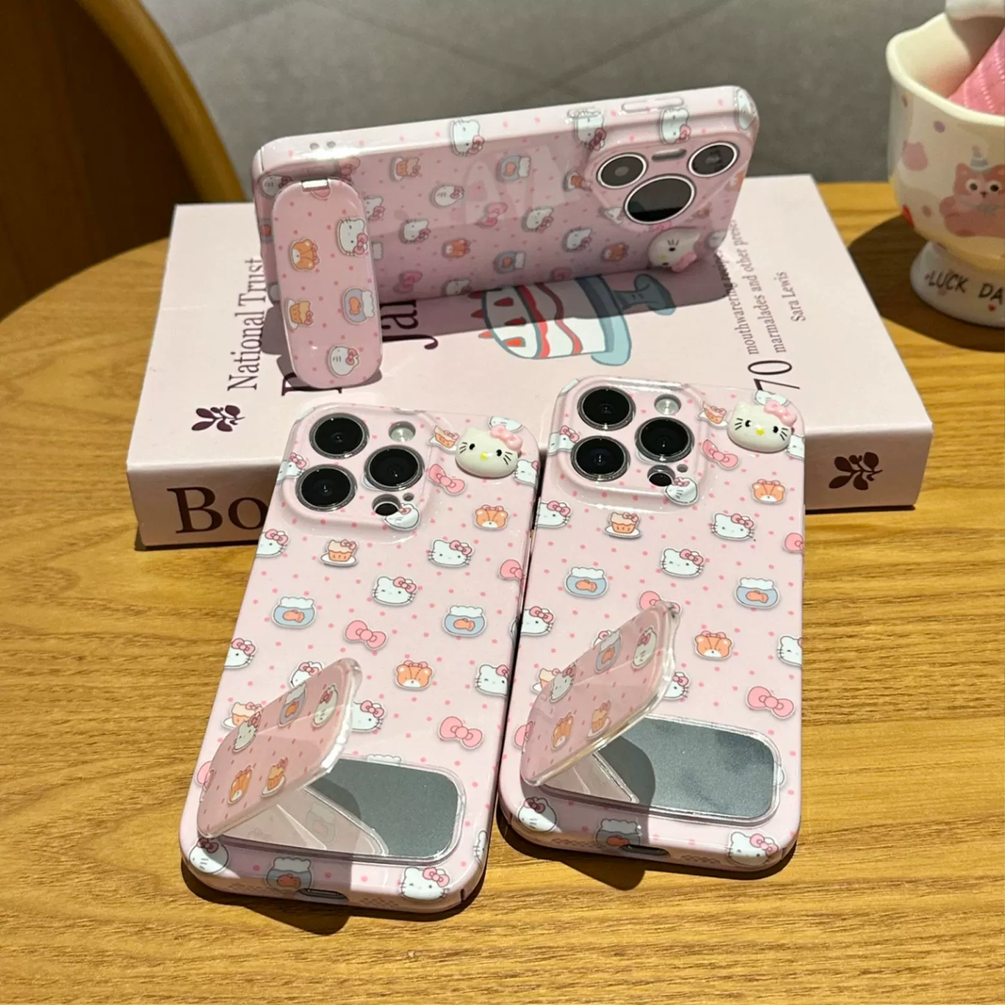 Pink polka dot Kitty cat phone case