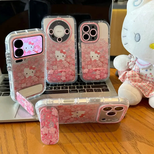 고양이 모양 거울 스탠드 휴대폰 케이스