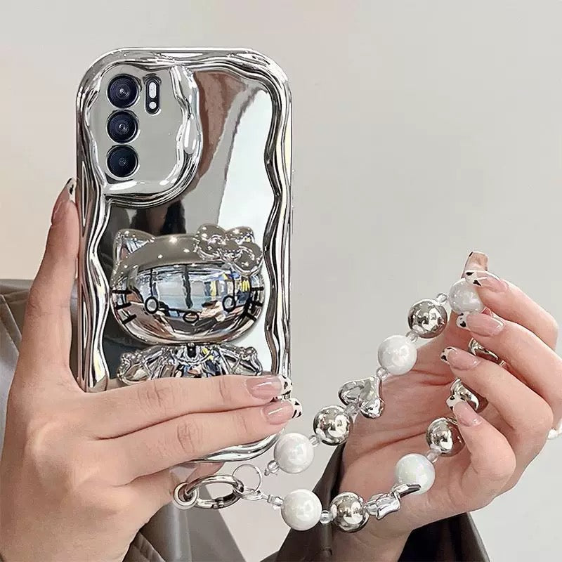Samsung Silver Kitty Rotating Mirror and Stand Phone Case