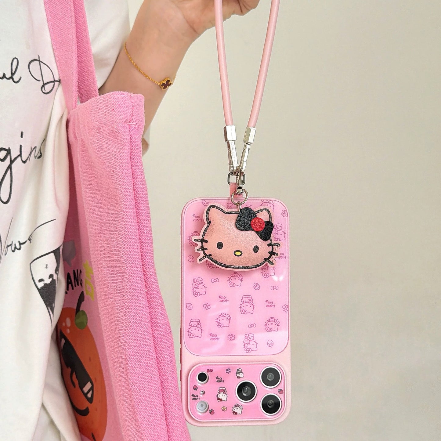Line-Art Hello Kitty Phone Case with Short Lanyard