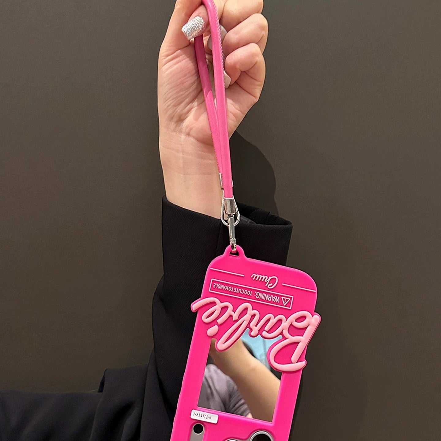 Sweet & Cool Barbie-Style Mirror Phone Case with Bow Accent