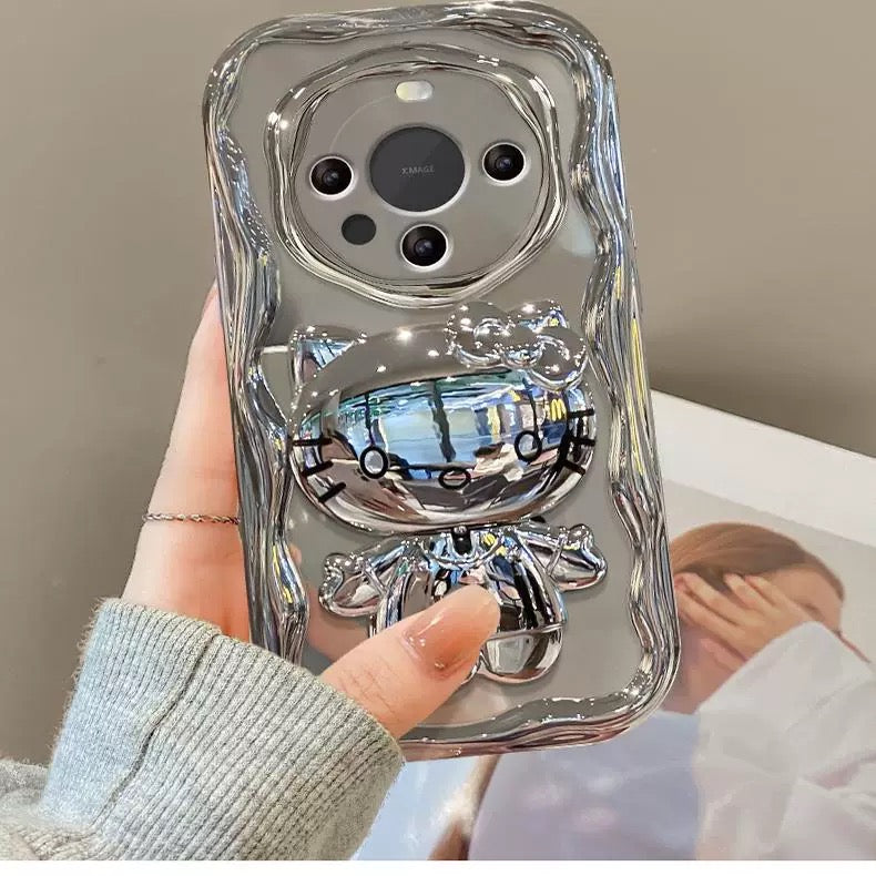 Samsung Silver Kitty Rotating Mirror and Stand Phone Case