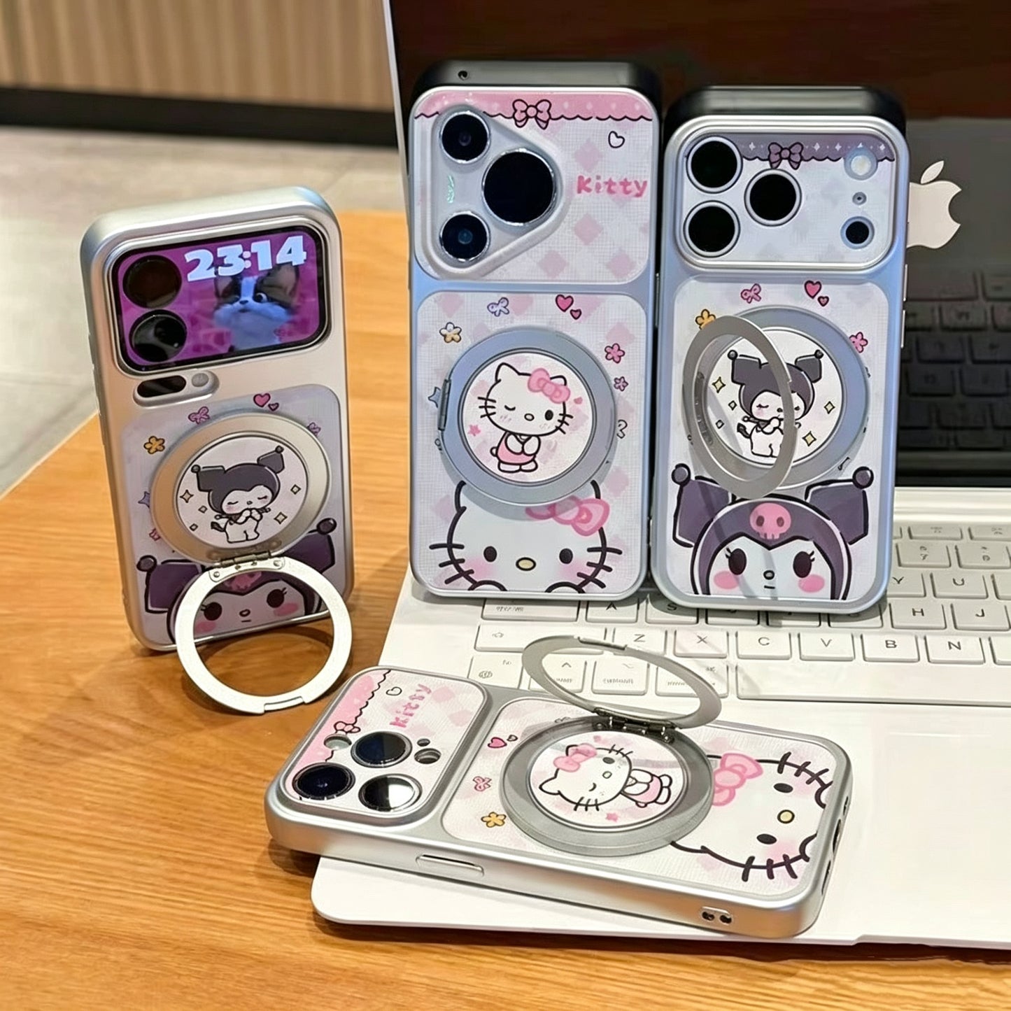 Kitty & Kuromi 360-Degree Rotating Stand Phone Case