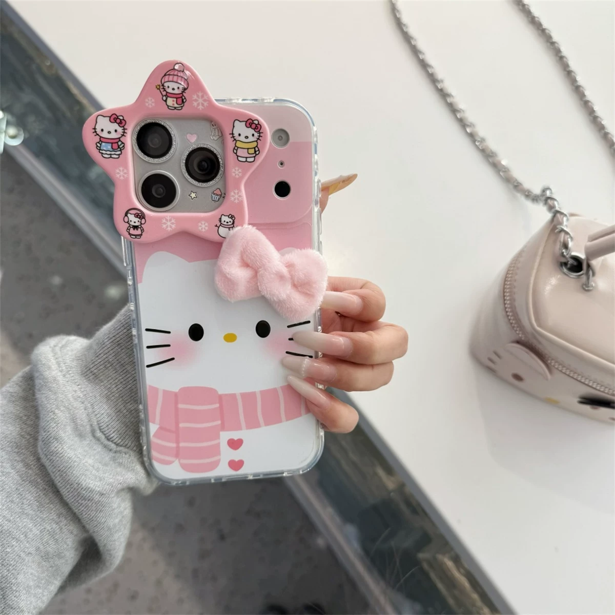 Cute 3D bow scarf Kitty phone case