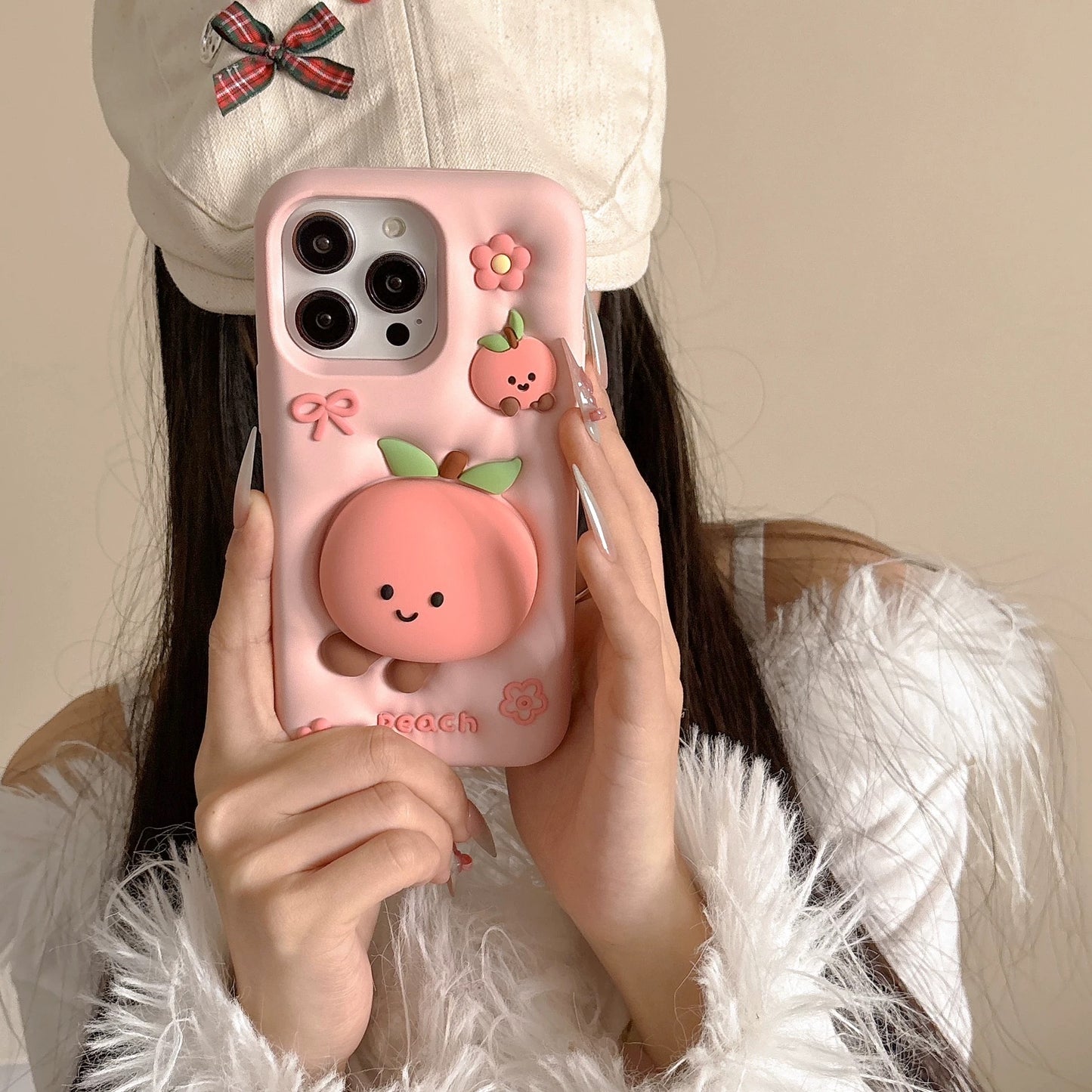 Fun & Creative Cartoon Squeezable Stress-Relief Peach Phone Case