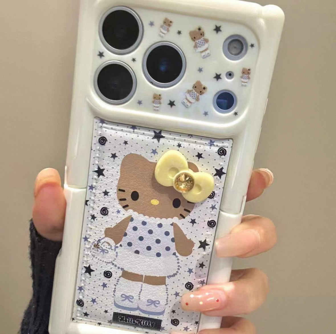 Cute Cream-Style Miffy & Cat Phone Case with Stand