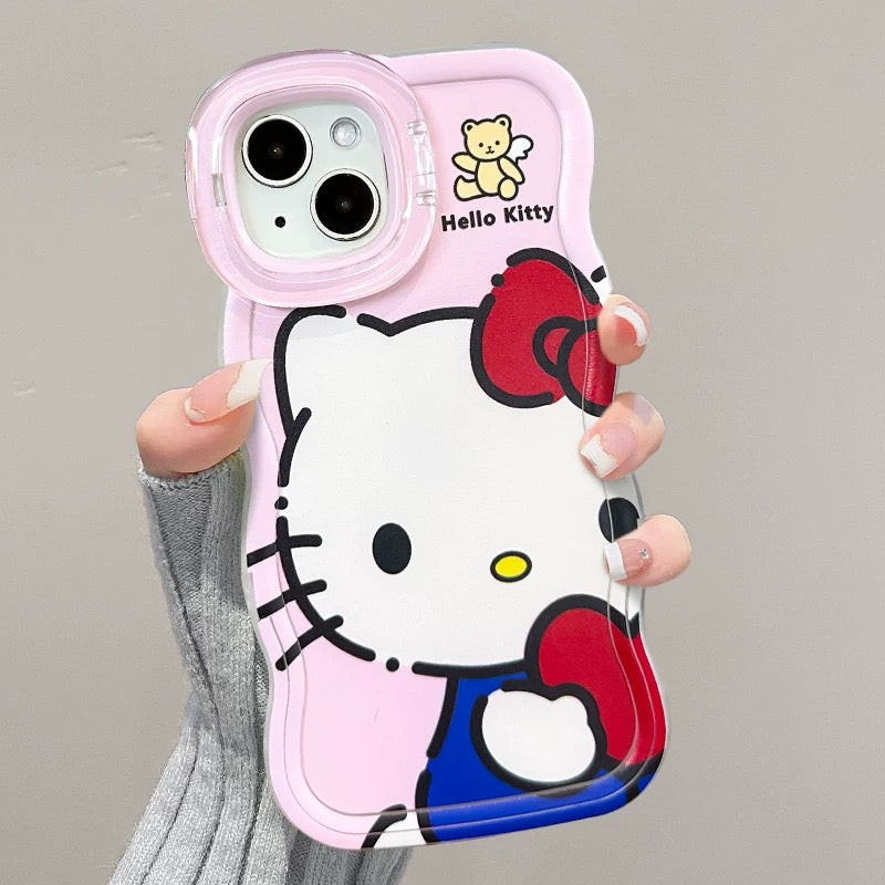 Osynligt hjärtformat telefonskal med dubbelt stativ för kattunge