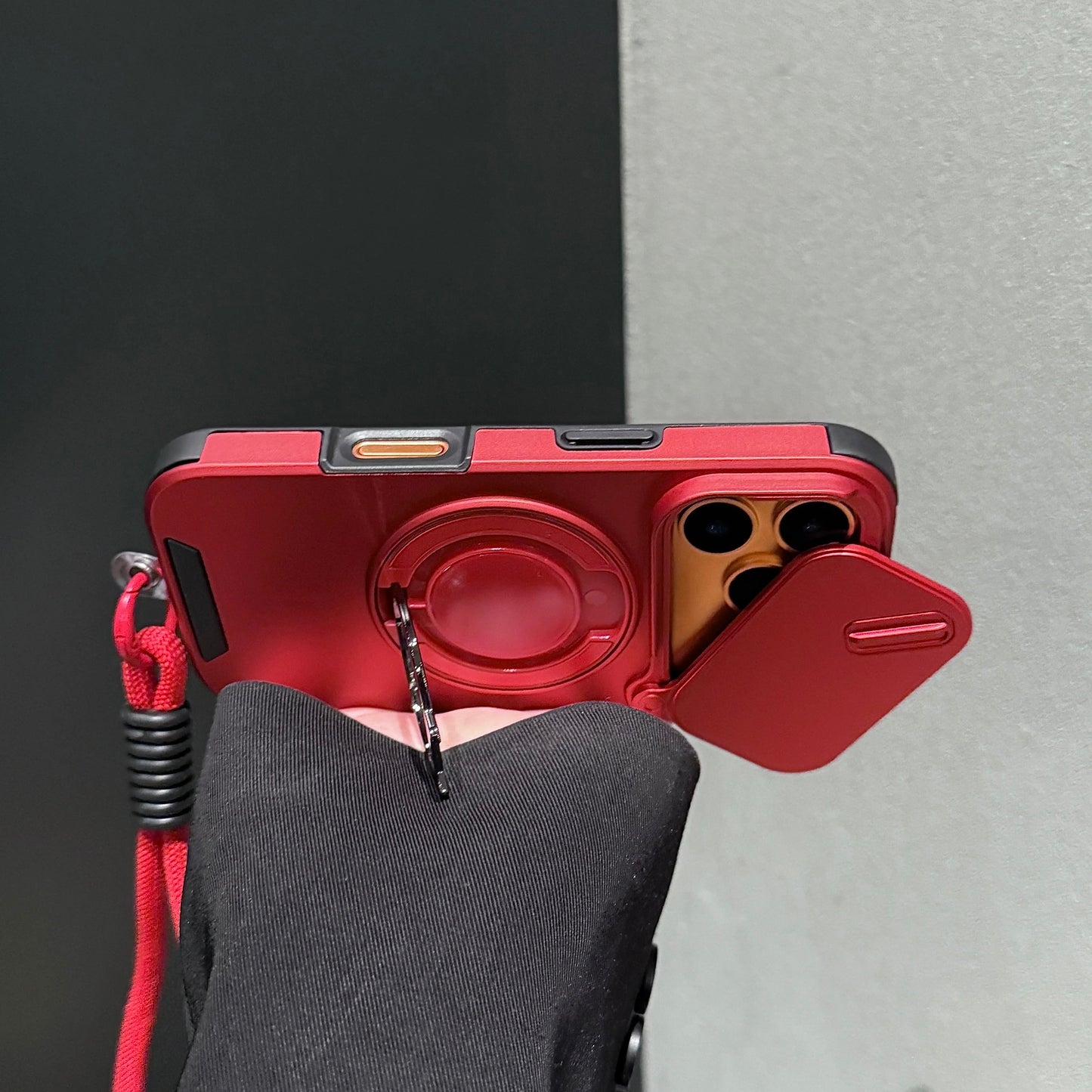 Slide-Cover, Rotating Magnetic Stand, and Lanyard Phone Case