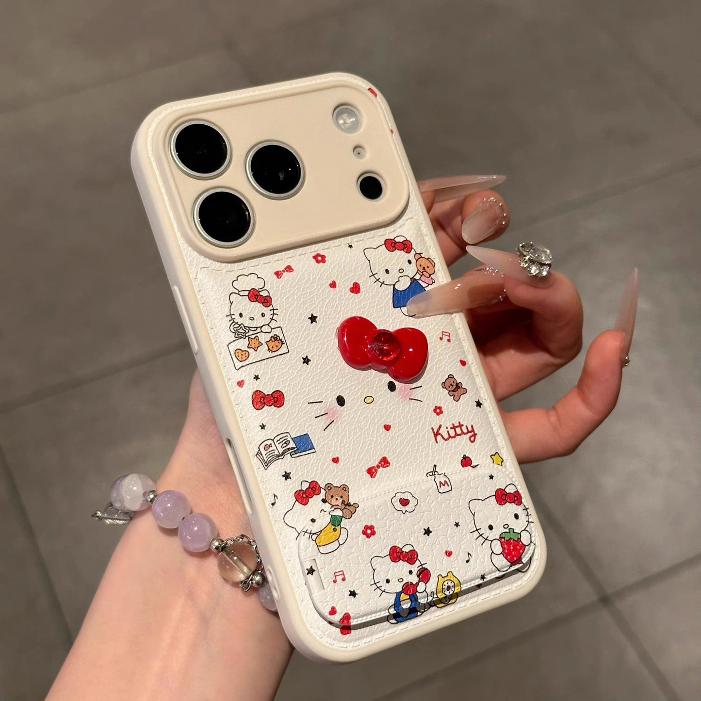 Étui de téléphone portable miroir chaton nœud papillon 3D