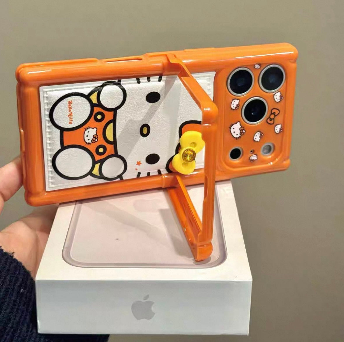 Cute Cream-Style Miffy & Cat Phone Case with Stand