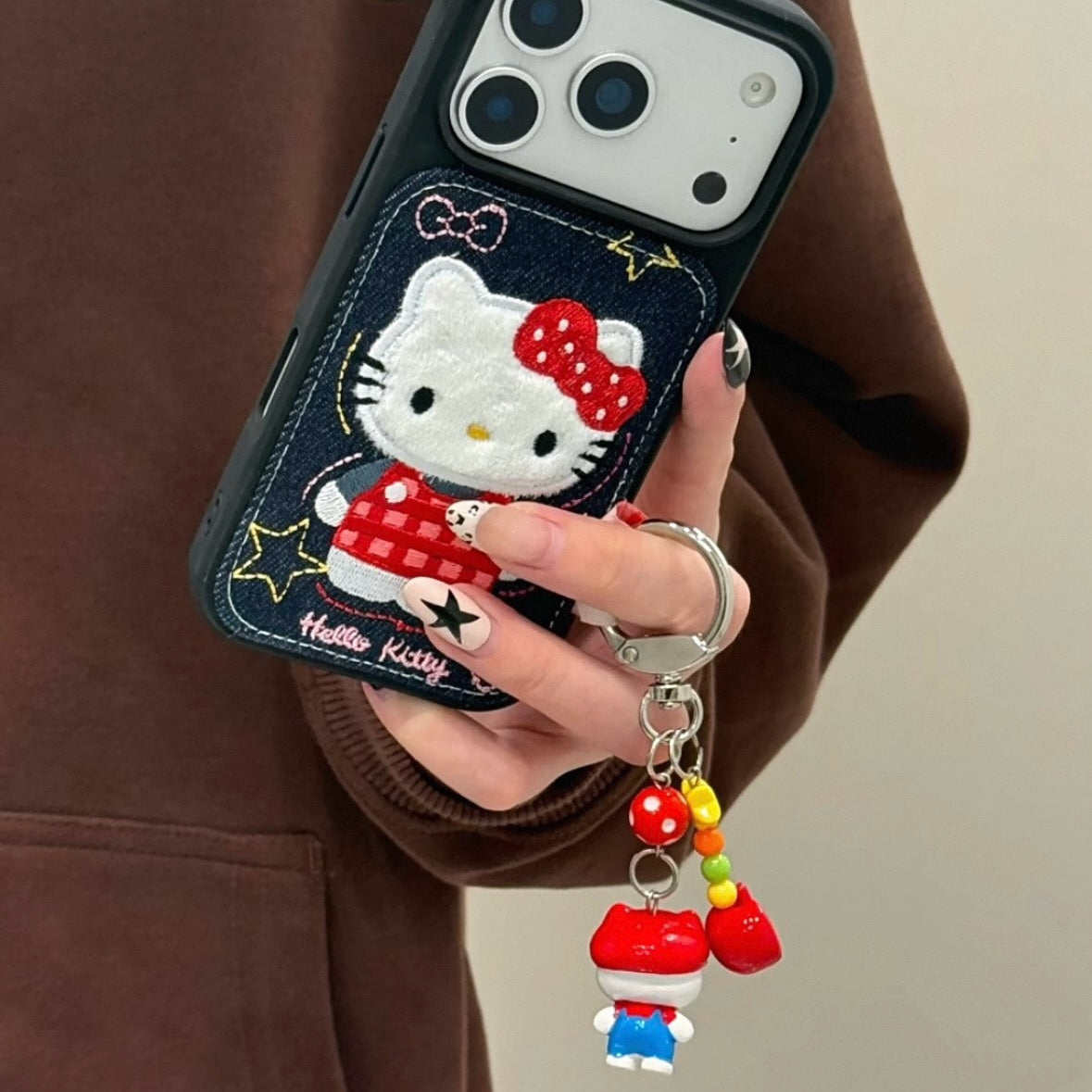 Denim Embroidered Vest Hello Kitty Phone Case