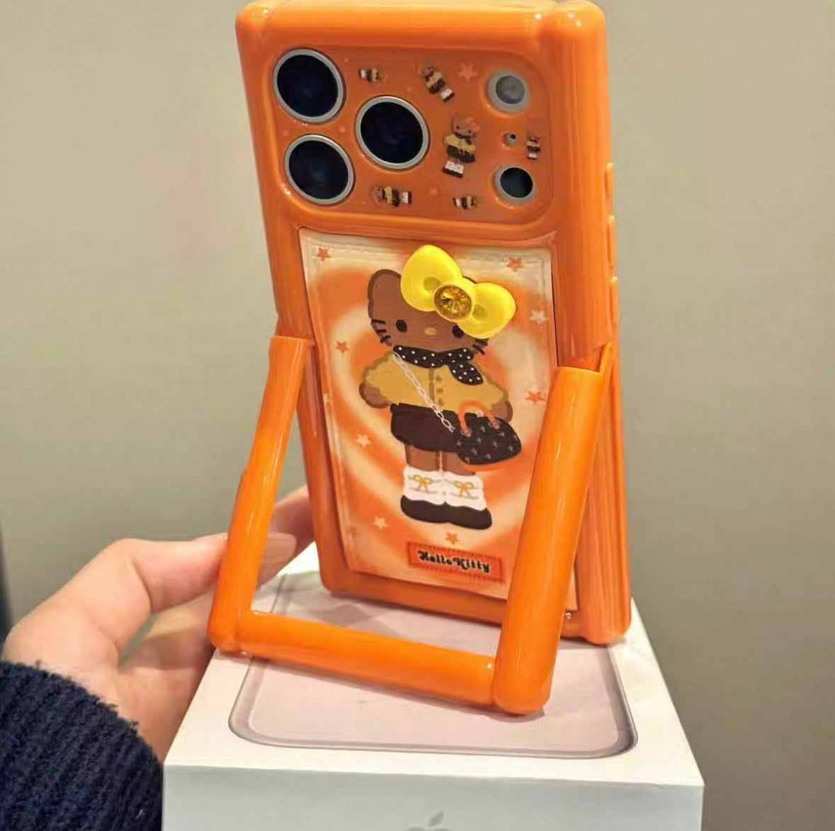 Cute Cream-Style Miffy & Cat Phone Case with Stand