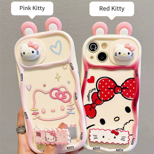 3D ear KT cat stand phone case
