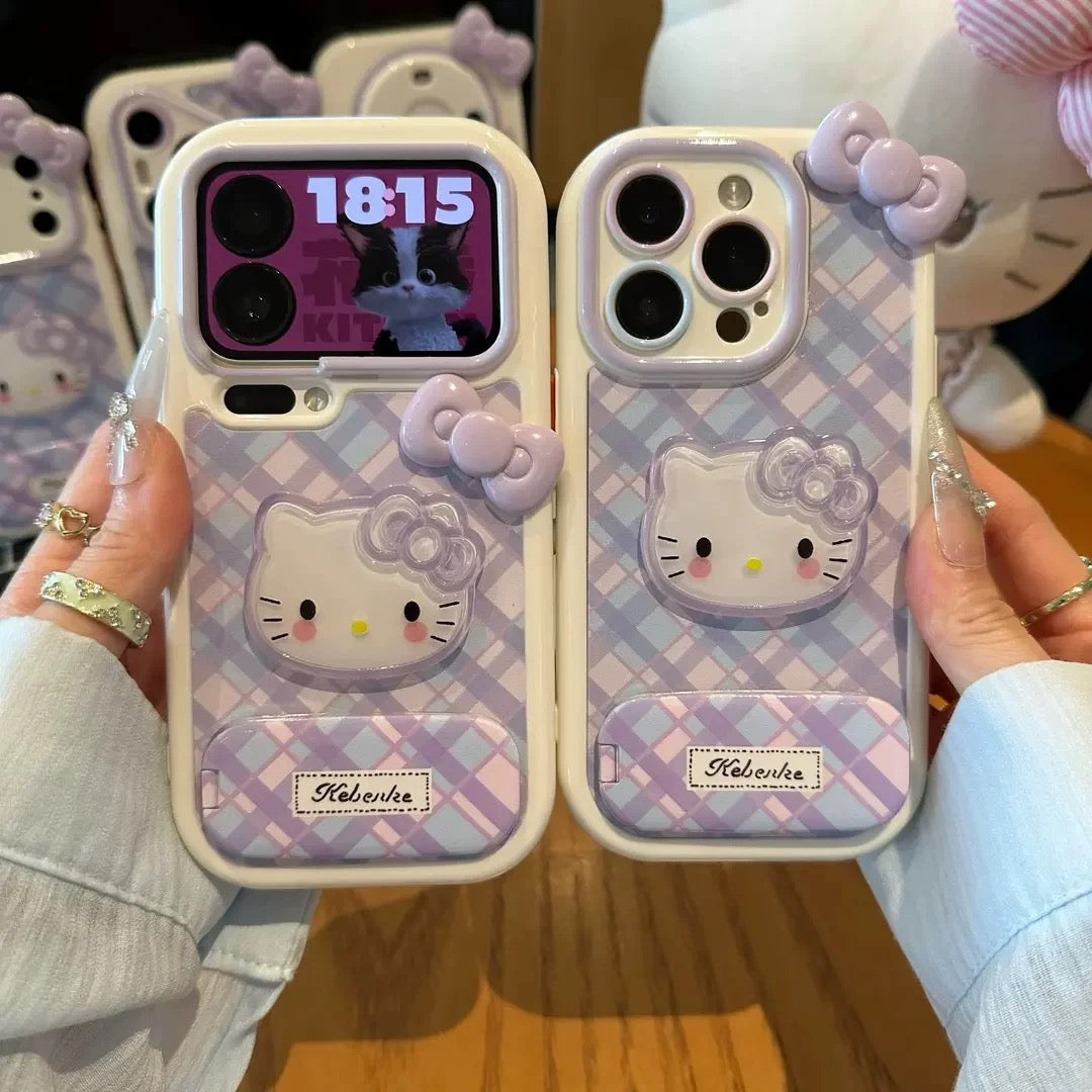 Purple Plaid Hello Kitty Mirror Phone Case